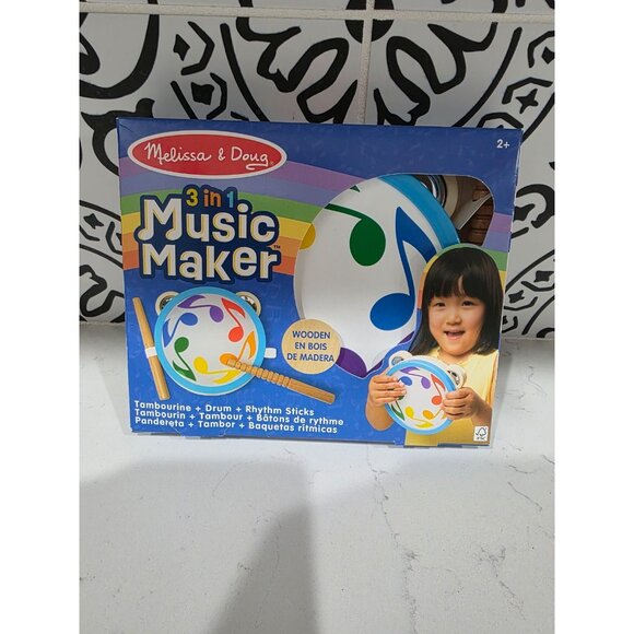 New Melissa & Doug Kid's Music Maker Tamborine Drum and Rythm Sticks! - Picture 1 of 3